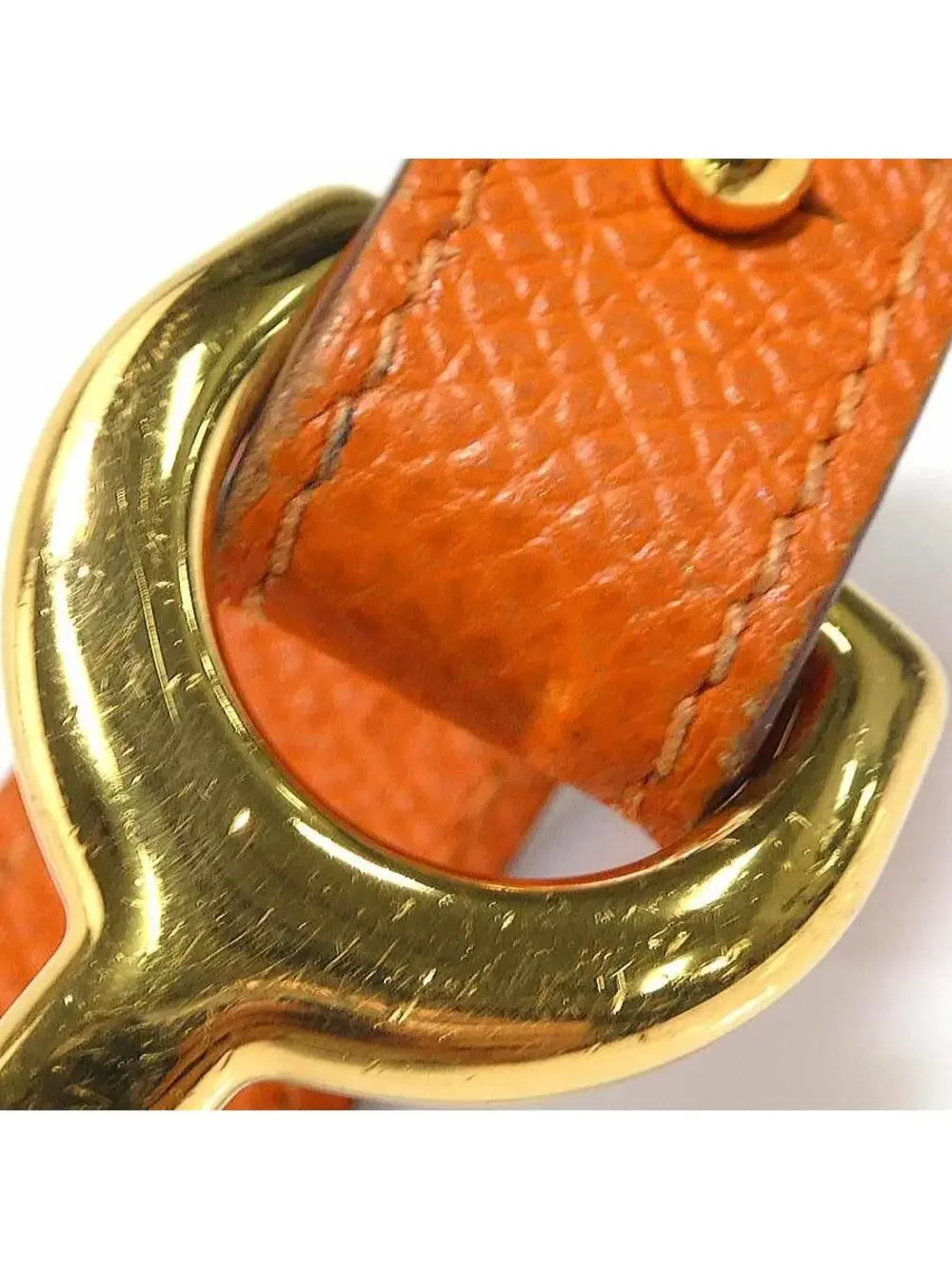 Auth Hermes Pavane Bracelet Orange/Gold #302653H22B